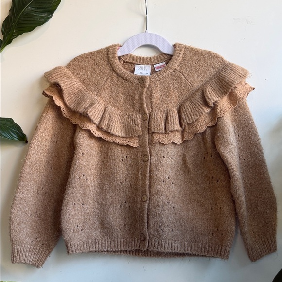 Zara Camel Ruffle Cardigan - Picture 3 of 12